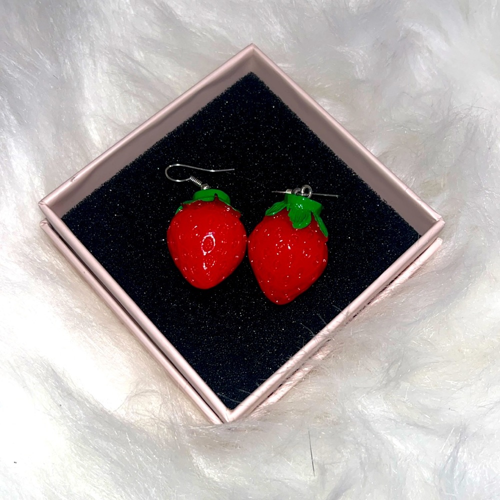 Strawberry drop earrings, only worn once or twice